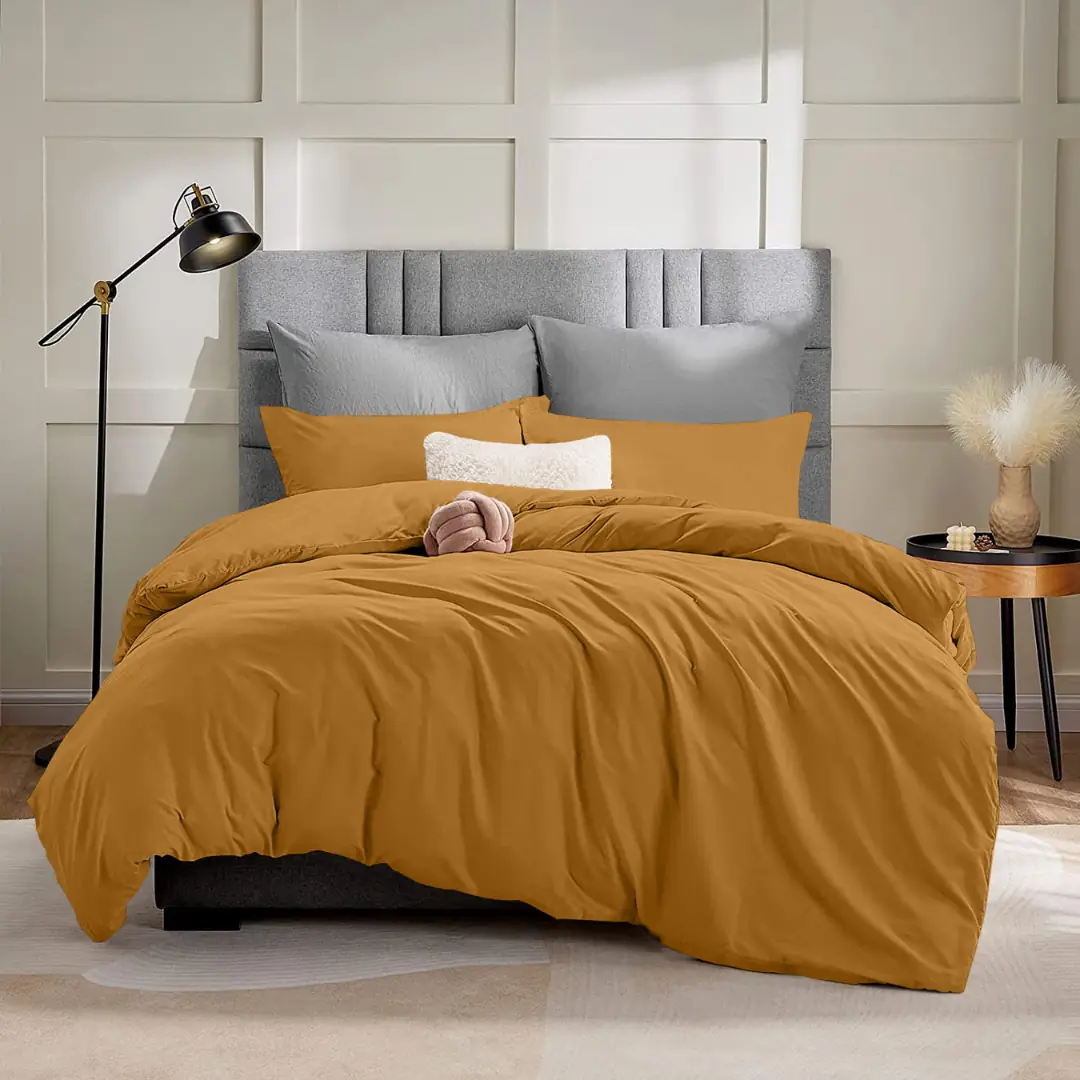 Untitled design - 2026-03-09T122328.737 Ochre Duvet Cover Set – Modern Warm-Tone Bedding for Hotels & Homes - Image 1