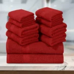 ZAS Textile 10 Pieces Red Towel Set – Soft Absorbent Bathroom Towels - Image 2