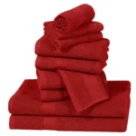 ZAS Textile 10 Pieces Red Towel Set – Soft Absorbent Bathroom Towels