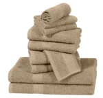 ZAS Textile 10 Pieces Beige Towel Set – Soft Absorbent Bathroom Towels