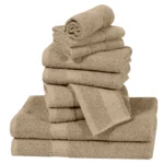 ZAS Textile 10 Pieces Beige Towel Set – Soft Absorbent Bathroom Towels