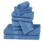 ZAS Textile 10 Pieces Sky Blue Towel Set – Soft Absorbent Bathroom Towels