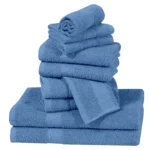 ZAS Textile 10 Pieces Sky Blue Towel Set – Soft Absorbent Bathroom Towels