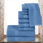 ZAS Textile 10 Pieces Sky Blue Towel Set – Soft Absorbent Bathroom Towels - Image 3