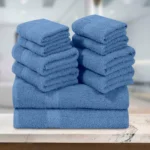 ZAS Textile 10 Pieces Sky Blue Towel Set – Soft Absorbent Bathroom Towels - Image 2