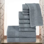ZAS Textile Silver 10 Piece Premium Towel Set – Modern Bathroom Towels - Image 3